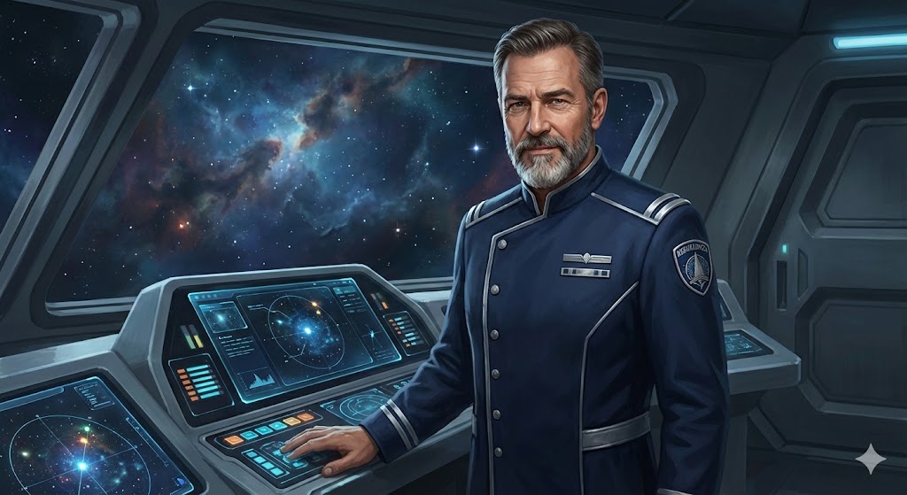 Captain Klaus at the helm of the Nebukadneza